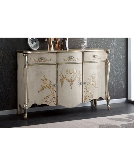 CREDENZA LEGNO MASSELLO CON INTARSIO DECORATA A MANO
