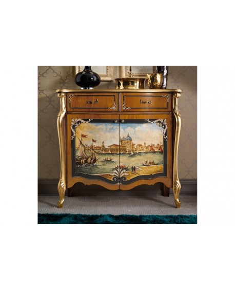 CREDENZA LEGNO MASSELLO CON INTARSIO DECORATA A MANO