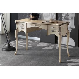 SCRITTOIO 5 CASSETTI LEGNO MASSELLO INTARSIATO DECORATO A MANO