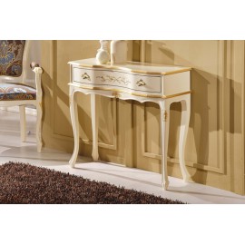 CONSOLLE 1 CASSETTO LEGNO MASSELLO LACCATO BIANCO