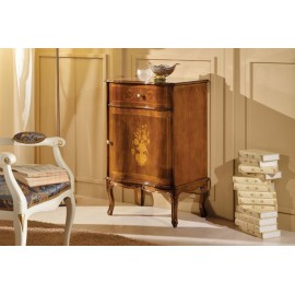 CREDENZA 1 PORTE 1 CASSETTO LEGNO MASSELLO CON INTARSIO