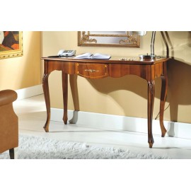 CONSOLLE 1 CASSETTO LEGNO MASSELLO CON INTARSIO COLORE NOCE