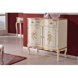 CREDENZA 2 PORTE 1 CASSETTO LEGNO MASSELLO LACCATO BIANCO