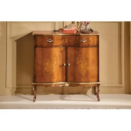 CREDENZA 2 PORTE 4 CASSETTI LEGNO MASSELLO CON INTARSIO COLORE NOCE