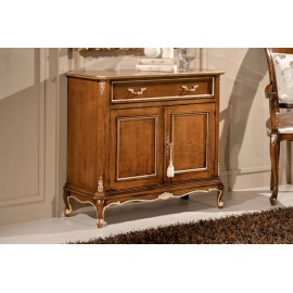 CREDENZA 2 PORTE 2 CASSETTI LEGNO MASSELLO CON INTARSIO COLORE NOCE