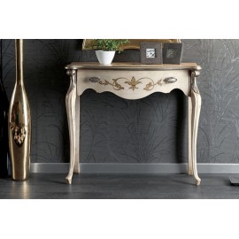 CONSOLLE 1 CASSETTO LEGNO MASSELLO CON INTARSIO DECORATA A MANO