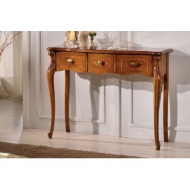CONSOLLE 3 CASSETTI LEGNO MASSELLO CON INTARSIO