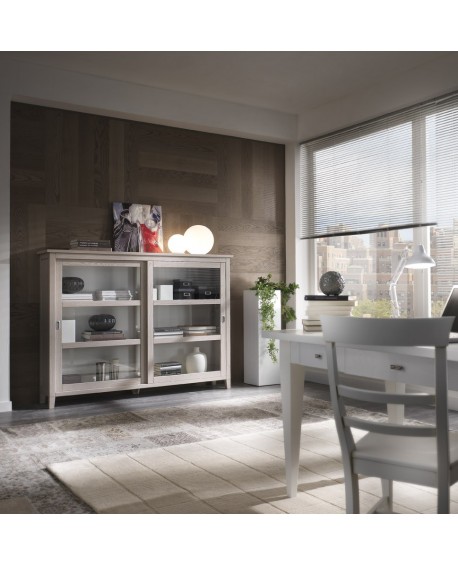 BIBLIOTECA SHOWCASE 2 puertas correderas MADERA