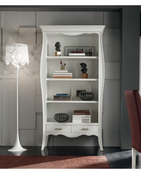 LIBRARY sagomata BLANC BRILLANT TIROIR bois massif L 106 H 204 P 47