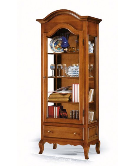 CRISTALLIERA vitrina 1 puerta de madera sólida L 80 P 45 H 196