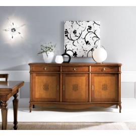 CREDENZA IN LEGNO MASSELLO 3 ANTE E CASSETTI L 198 P 56 H 102