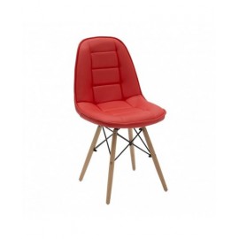 Sillón de cuero rojo ESTRUCTURA DE MADERA