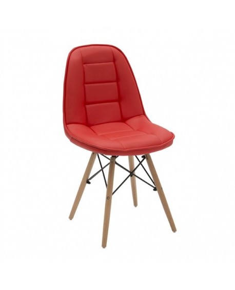 Sillón de cuero rojo ESTRUCTURA DE MADERA