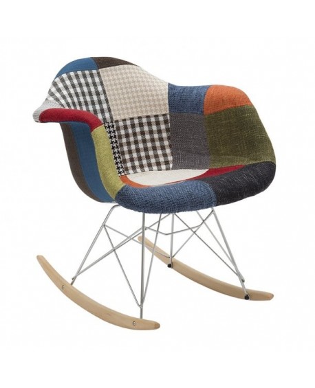 SILLA DE OSCILACIÓN remiendo de la tela ESTRUCTURA DE MADERA