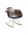 ROCKING CHAIR Stoff PATCHWORK Holzstruktur