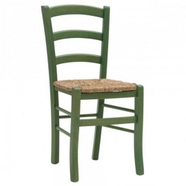 SEDIA VERDE CON FONDINO IN PAGLIA
