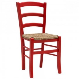 SEDIA ROSSA CON FONDINO IN PAGLIA