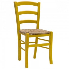 SEDIA GIALLA CON FONDINO IN PAGLIA