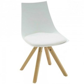 SEDIA BIANCA IN POLIPROPILENE SEDUTA ECOP STRUTTURA LEGNO