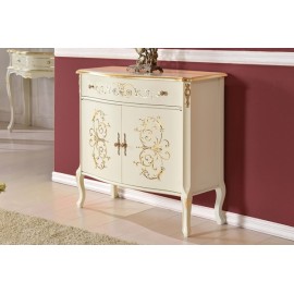 Armario 2 puertas 1 cajón de madera SOLID BRILLANTE BLANCO