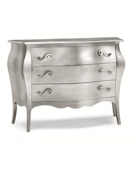 COMO' CASSETTIERA in legno  BOMBATO ARGENTO foglia L 100 P 42 H 85