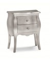 wooden COMODINO BOMBATO silver leaf L 49 P 29 H 61