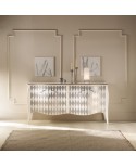 MOBILE CREDENZA LACCATO BOMBATO FOGLIA ARGENTO