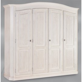 ARMADIO 4 ANTE ABETE SPAZZOLATO BIANCO LEGNO MASSELLO L 231 P 63 H 219