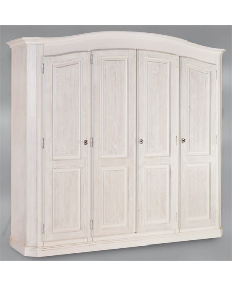 ARMADIO 4 ANTE ABETE SPAZZOLATO BIANCO LEGNO MASSELLO L 231 P 63 H 219