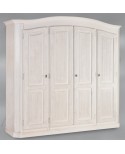 ARMADIO 4 ANTE ABETE SPAZZOLATO BIANCO LEGNO MASSELLO L 231 P 63 H 219