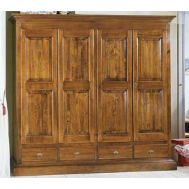 ARMADIO 4 ANTE 4 CASSETTI LEGNO MASSELLO L 234 P 61 H 221