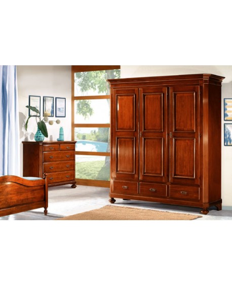 Armario 3 puertas de madera maciza L 192 P 63 H 217