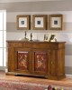 CREDENZA NOCE ANTICATO ANTE DECORATE L 201 P 52 H 114
