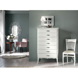 CHEST 7 DRAWERS GLOSS WEISS HOLZ L 85 P 47 H 139
