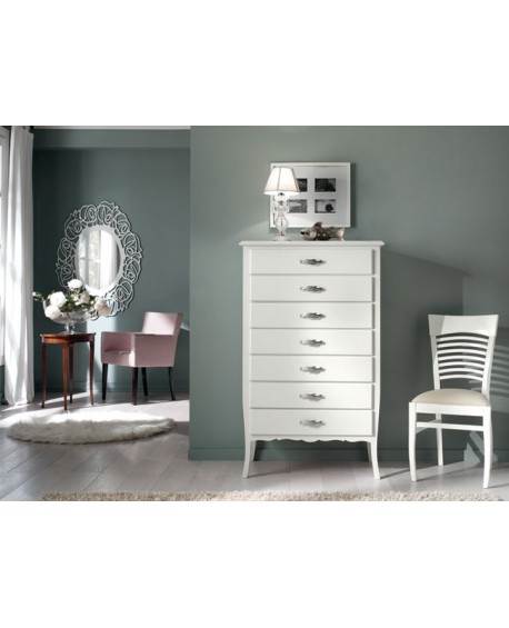 CHEST 7 DRAWERS GLOSS WEISS HOLZ L 85 P 47 H 139