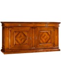 CREDENZA LEGNO MASSELLO INTARSIATA L 230 P 57 H 113