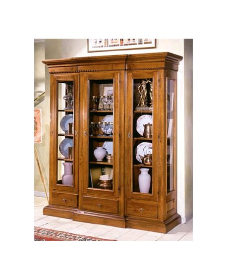 CRISTALLIERA LIBREIA Armario SHOWCASE 3 puertas en SOLID MADERA L 179 P 49 H 200