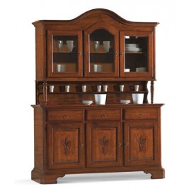 Mur verre PLACARD + SHOWCASE CARVED bois massif L 162 P 42 H 228