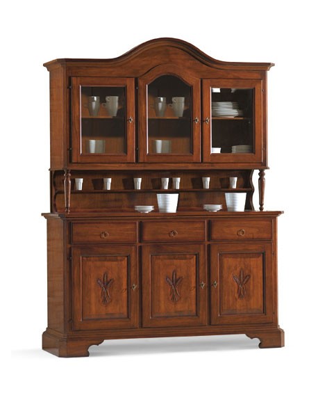 CRISTALLIERA Armario + SHOWCASE CARVED SOLID MADERA L 162 P 42 H 228