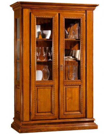 VETRINA 2 ANTE LEGNO MASSELLO INTARSIATA L 138 P 47 H 196