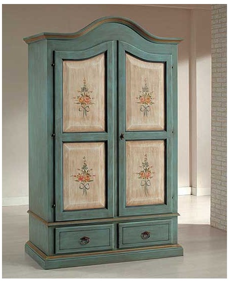 SCHRANK MASSIVHOLZ Holz eingerichtet HANDPAINTED L 120 P 60 H 200