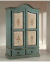 ARMADIO LEGNO MASSELLO DECORATO  DIPINTO A MANO L 120 P 60 H 200