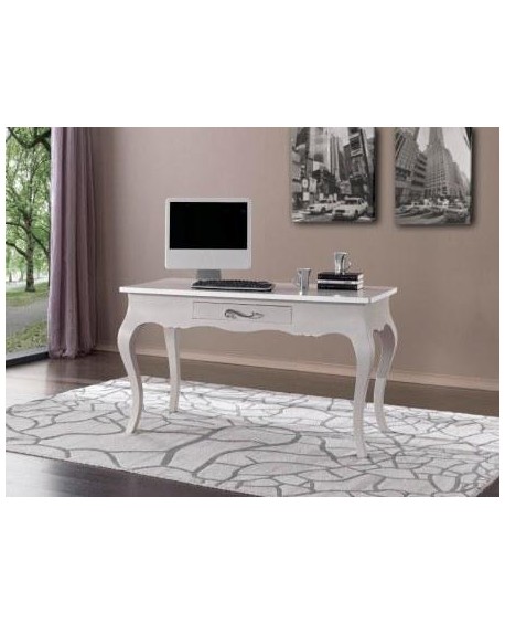 SCRIVANIA LACCATO BIANCO LEGNO MASSELLO L 140 P 65 H 80