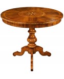 TAVOLO in legno massello ROTONDO INTARSIATO - ARTIGIANALE VENETO D 90 H 78