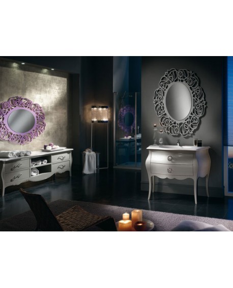 MÖBEL BADMÖBEL DESIGN SPIEGEL MIT SWAROVSKI LACKIERTE TORTORA VENETO