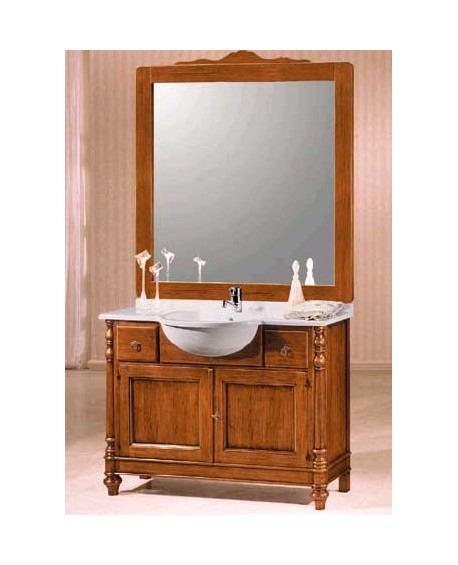 MOBILE BAGNO ARREDO LEGNO MASSELLO ARTE POVERA CLASSICO CON SPECCHIERA