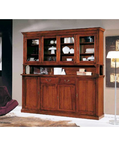 CRISTALLIERA IN LEGNO MASSELLO COLORE NOCE