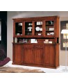 CRISTALLIERA credenza base + alzata  IN LEGNO MASSELLO COLORE NOCE  L 227- p 46 h 216