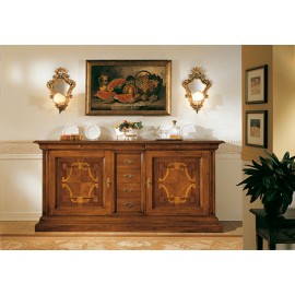 CREDENZA STILE BASSANO INTARSIATA LEGNO MASSELLO L 227 P 55 H 110