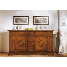 CREDENZA STILE BASSANO INTARSIATA LEGNO MASSELLO L 210 P 52 H 112